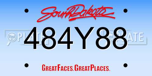 484Y88 South Dakota License Plate