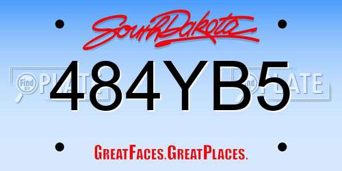 484YB5 South Dakota License Plate