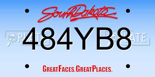 484YB8 South Dakota License Plate