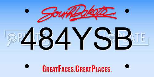 484YSB South Dakota License Plate