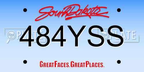 484YSS South Dakota License Plate