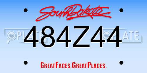 484Z44 South Dakota License Plate