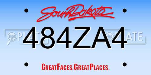 484ZA4 South Dakota License Plate