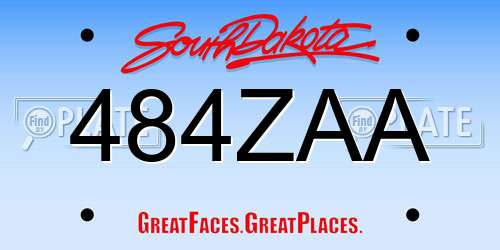 484ZAA South Dakota License Plate