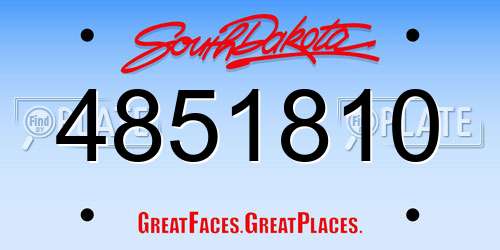 4851810 South Dakota License Plate