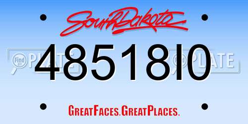 48518I0 South Dakota License Plate
