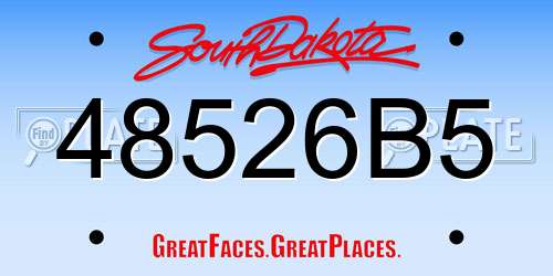 48526B5 South Dakota License Plate