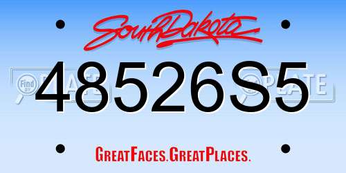 48526S5 South Dakota License Plate