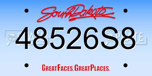 48526S8 South Dakota License Plate