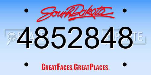 4852848 South Dakota License Plate