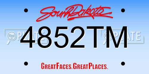 4852TM South Dakota License Plate