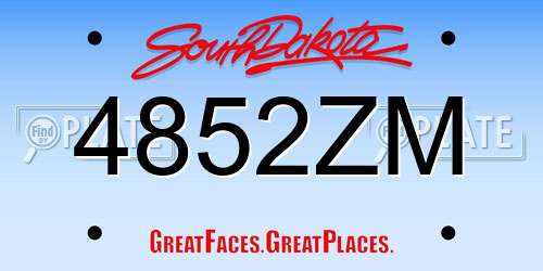 4852ZM South Dakota License Plate