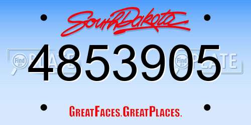 4853905 South Dakota License Plate