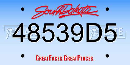 48539D5 South Dakota License Plate