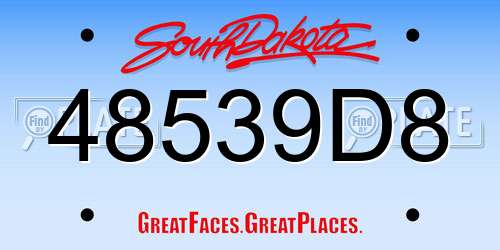 48539D8 South Dakota License Plate
