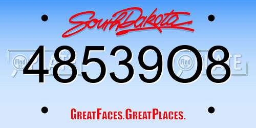 48539O8 South Dakota License Plate