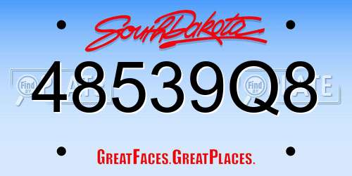 48539Q8 South Dakota License Plate