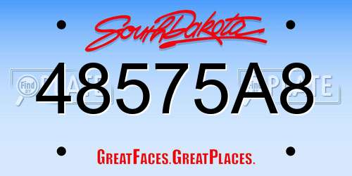 48575A8 South Dakota License Plate