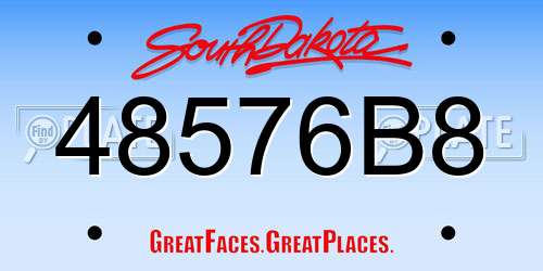 48576B8 South Dakota License Plate