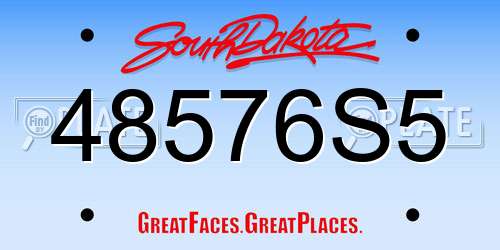 48576S5 South Dakota License Plate