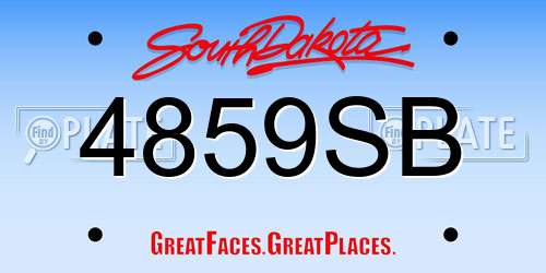 4859SB South Dakota License Plate