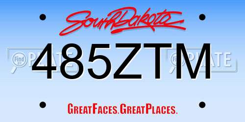 485ZTM South Dakota License Plate