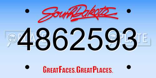 4862593 South Dakota License Plate