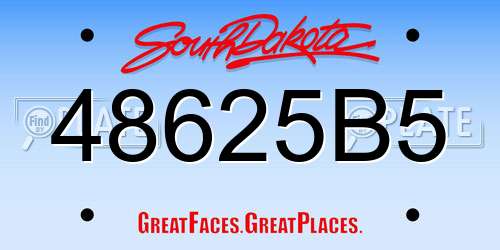 48625B5 South Dakota License Plate