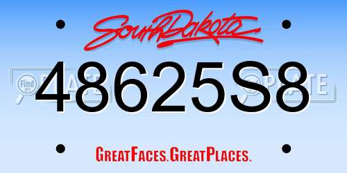 48625S8 South Dakota License Plate