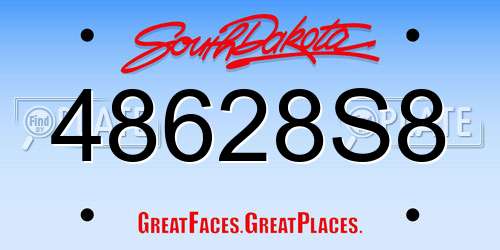 48628S8 South Dakota License Plate