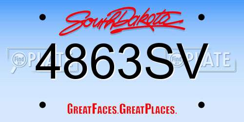 4863SV South Dakota License Plate