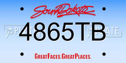4865TB South Dakota License Plate