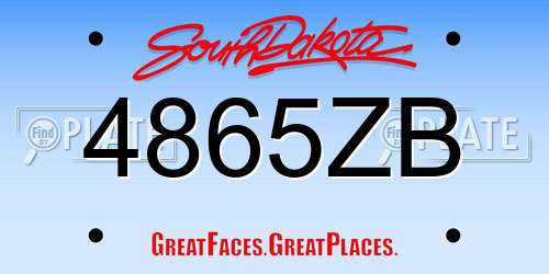 4865ZB South Dakota License Plate