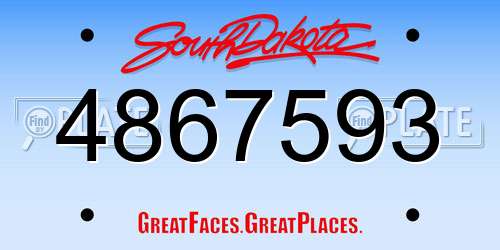 4867593 South Dakota License Plate