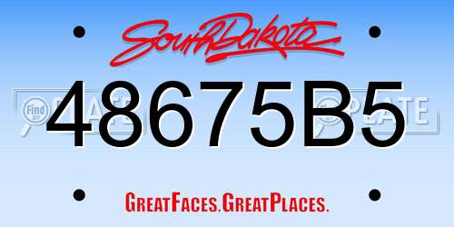 48675B5 South Dakota License Plate