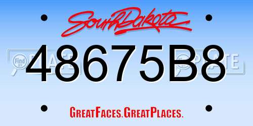 48675B8 South Dakota License Plate