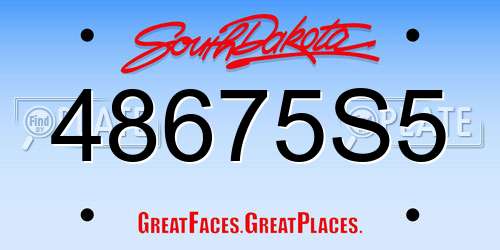48675S5 South Dakota License Plate