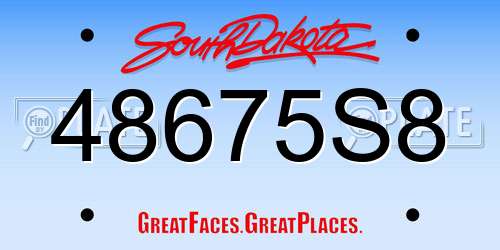 48675S8 South Dakota License Plate