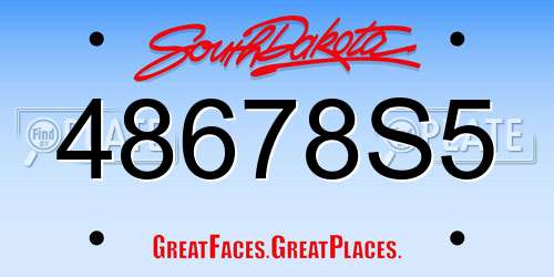 48678S5 South Dakota License Plate