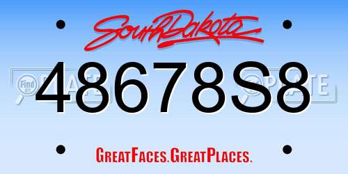 48678S8 South Dakota License Plate