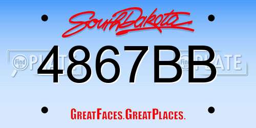 4867BB South Dakota License Plate