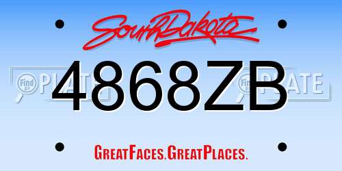 4868ZB South Dakota License Plate