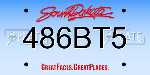 486BT5 South Dakota License Plate