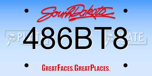 486BT8 South Dakota License Plate