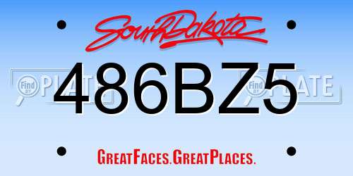 486BZ5 South Dakota License Plate