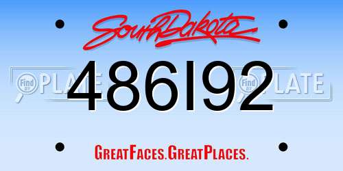 486I92 South Dakota License Plate