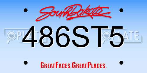 486ST5 South Dakota License Plate