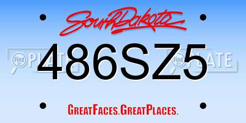 486SZ5 South Dakota License Plate