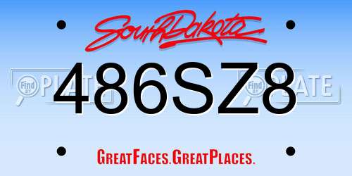 486SZ8 South Dakota License Plate