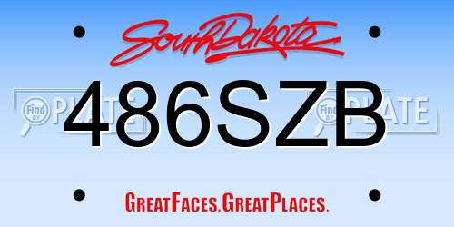 486SZB South Dakota License Plate